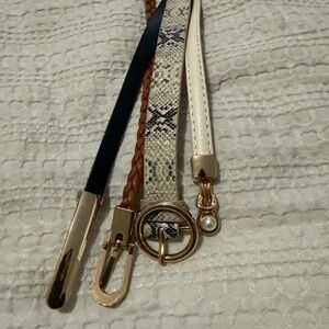 Stylish Women's Belt Set - Black, Brown, Cream